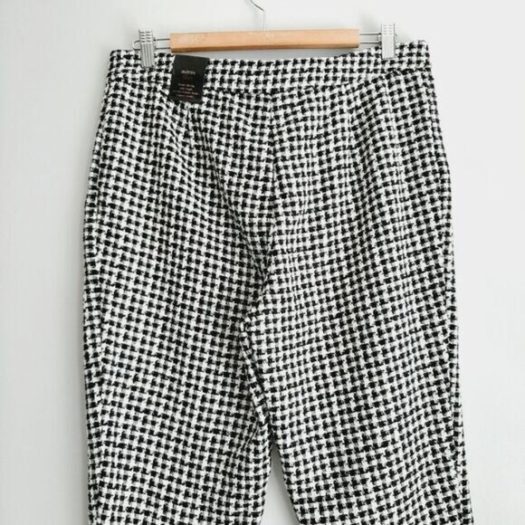 AUTRES FILLES / Houndstooth Slim Leg Ankle Crop Trousers B&W Houndstooth Sz M - Picture 11 of 15